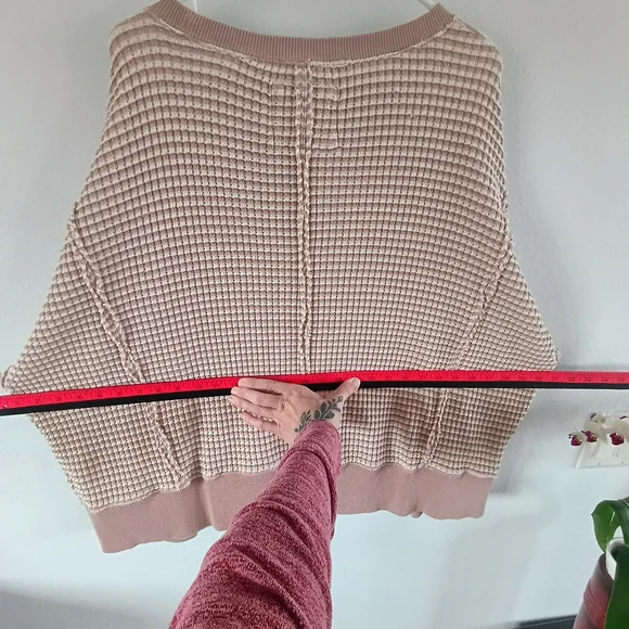 American Eagle Waffle Knit Sweater L Oversized Blush Cozy Casual Top - Picture 9 of 9